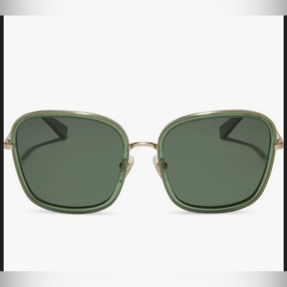 DIFF eyewear sage crystal green Genevive Polarized oversized Square Sunglasses - Picture 5 of 6
